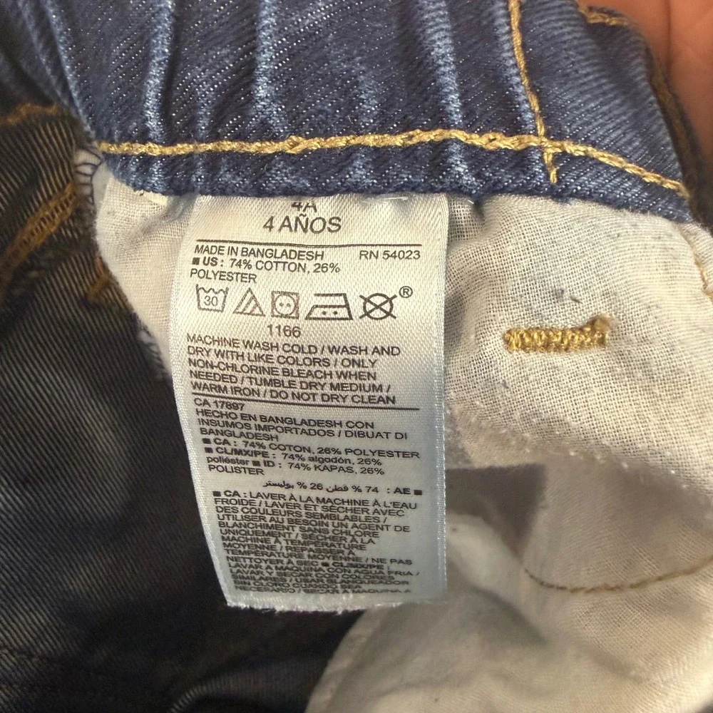Old Navy Boys Dark Wash Straight Leg Jeans Elastic Waist Size 4T Blue Denim